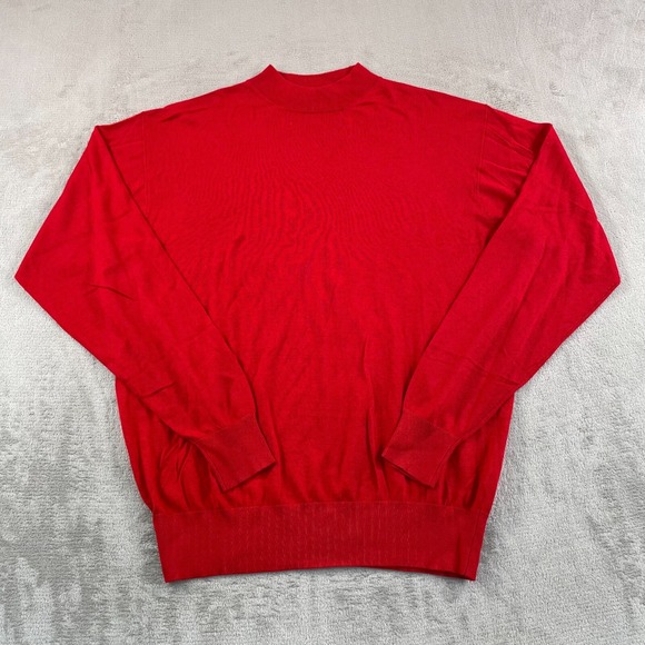 Vintage Neiman Marcus Cashmere-Silk Mock Neck Sweater Men XL Sunday Red NWOT